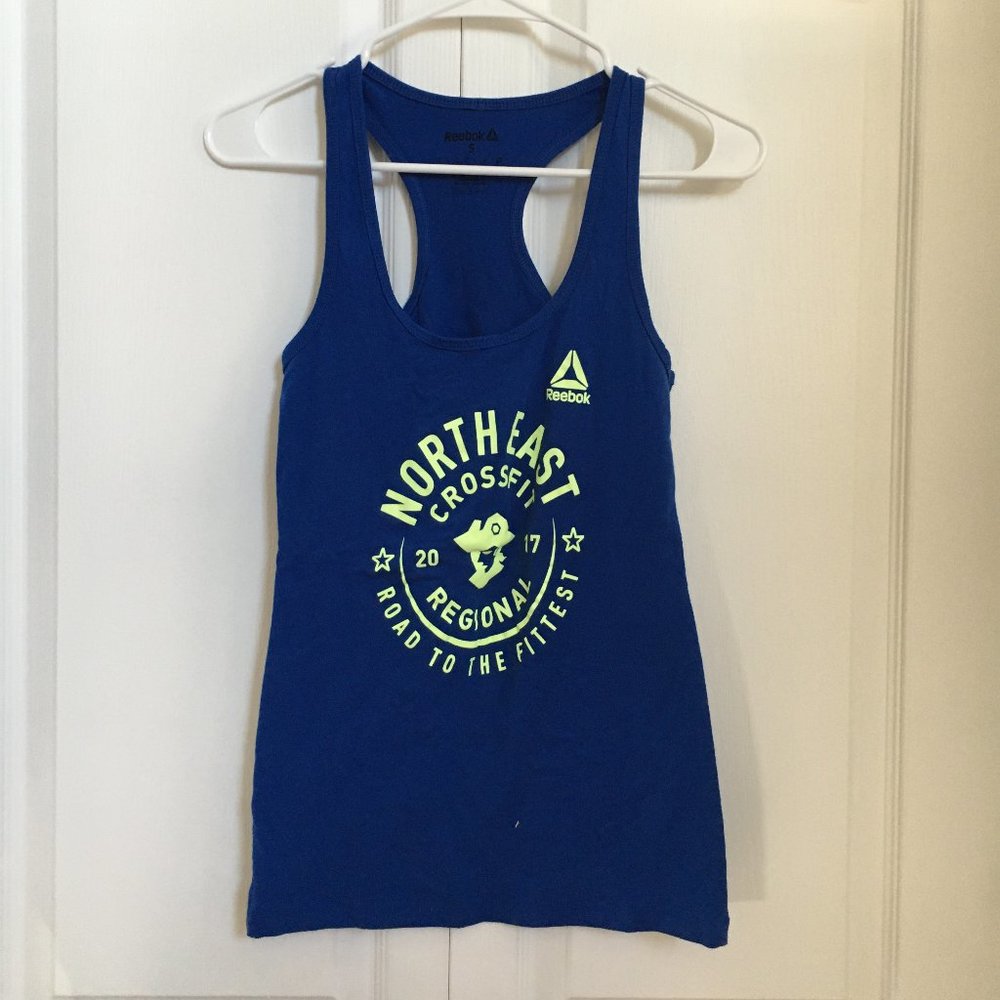 Reebok Womens Raceback Shirt Crossfit  Northeast 2017 Blue Gym Activewear Small